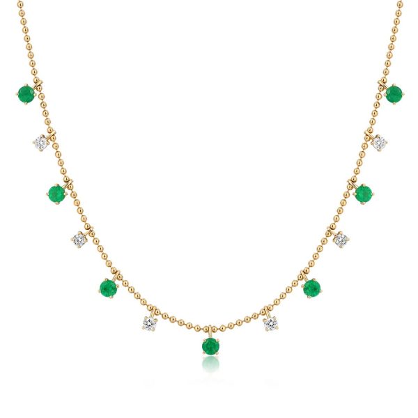 EMERALD AND BEZEL BALL CHAIN NECKLACE