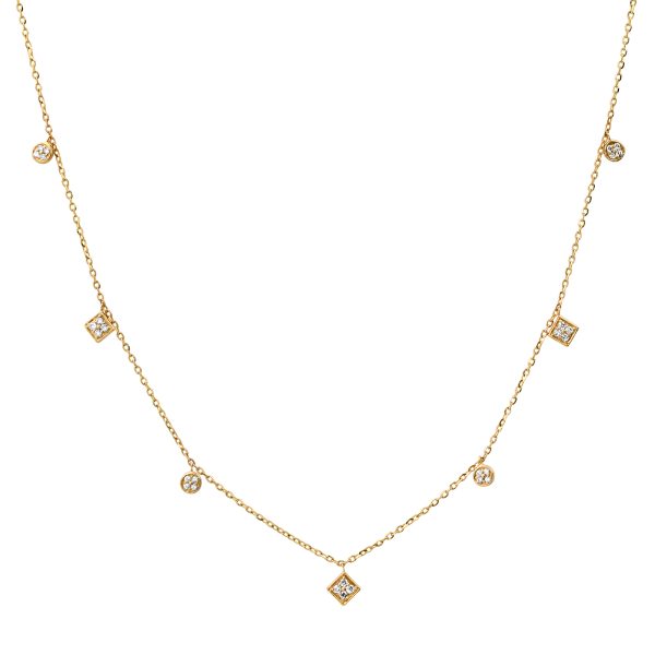 BEZEL AND SQUARE STATION NECKLACE