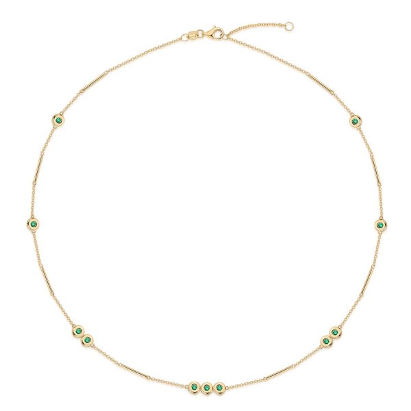 EMERALD TRIPLE BEZEL STATION NECKLACE