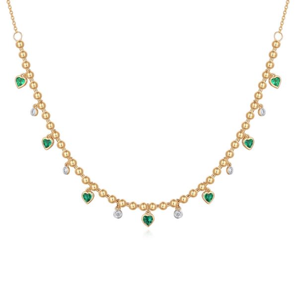 EMERALD HEART BALL CHAIN NECKLACE