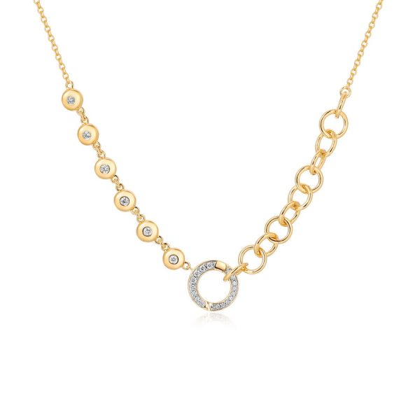 BEZEL AND CIRCLE LINK NECKLACE