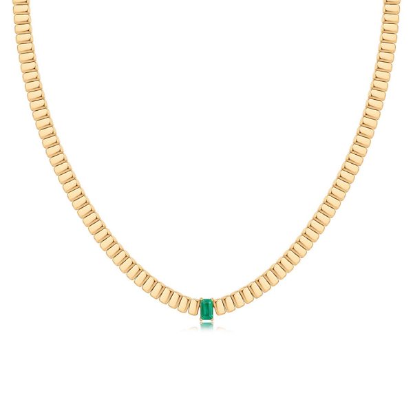 EMERALD CENTER OMEGA LINK NECKLACE