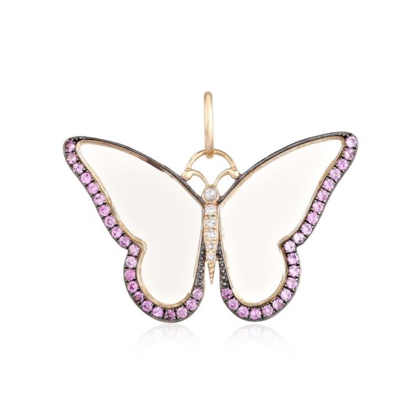 MOTHER OF PEARL PINK SAPPHIRE BUTTERFLY