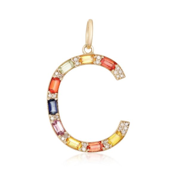 RAINBOW SAPPHIRE INITIAL PENDANT