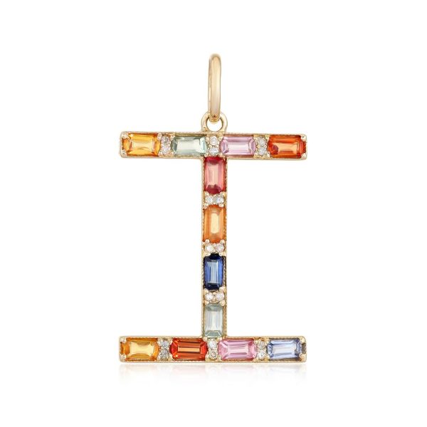 RAINBOW SAPPHIRE INITIAL PENDANT