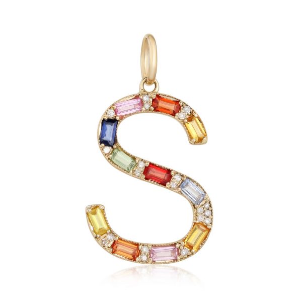 RAINBOW SAPPHIRE INITIAL PENDANT