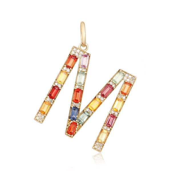 RAINBOW SAPPHIRE INITIAL PENDANT