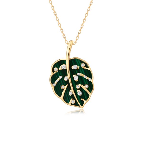 MALACHITE MONSTERA LEAF PENDANT
