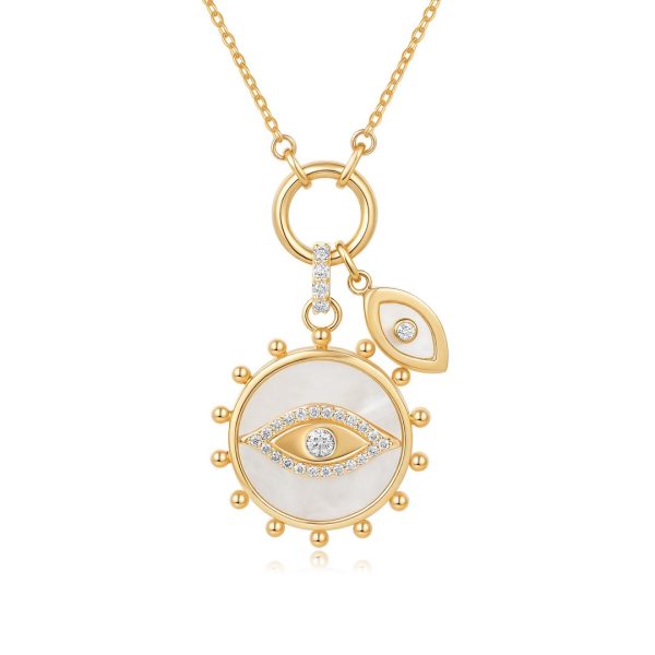 MOTHER OF PEARL EVIL EYE MEDALLION