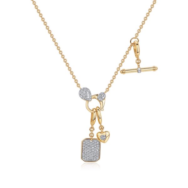 PAVÉ DOG TAG TOGGLE NECKLACE