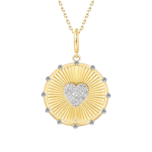 DIAMOND FLUTED HEART MEDALLION PENDANT