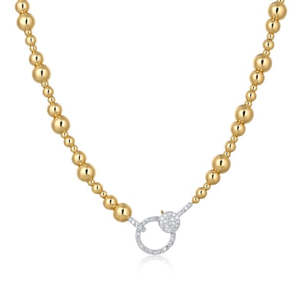 DIAMOND CLASP X BALL CHAINS NECKLACE