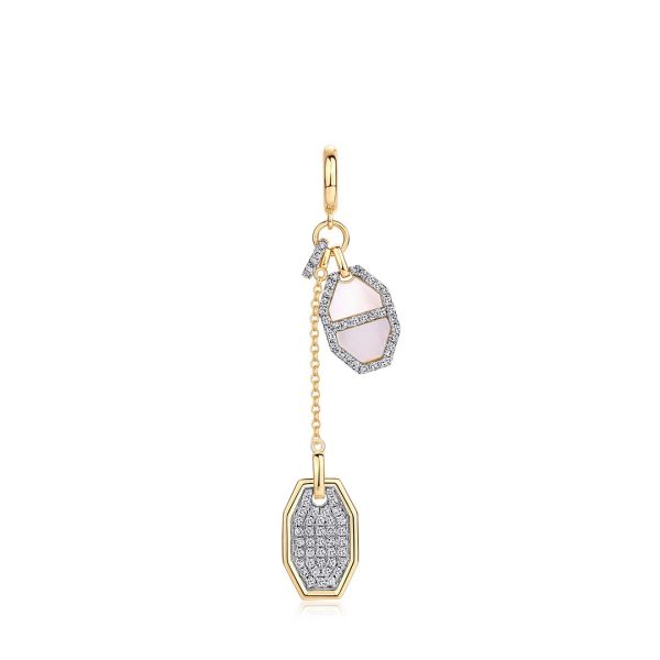 MOP DIAMOND GEOMETRIC DROP PENDANT