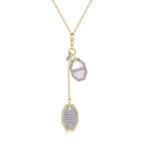 MOP DIAMOND GEOMETRIC DROP PENDANT