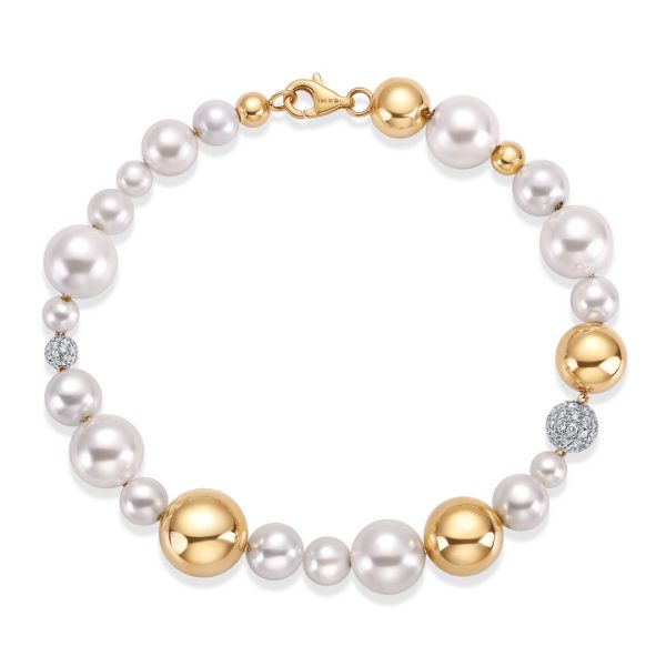 GRADUATED PEARL AND GOLD BEADS BRACELET