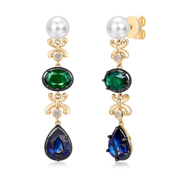 ROYAL BLUE SAPPHIRES PEARL DROPS