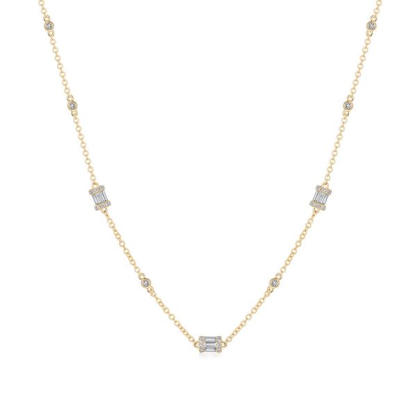 BAGUETTE BEZEL STATION NECKLACE