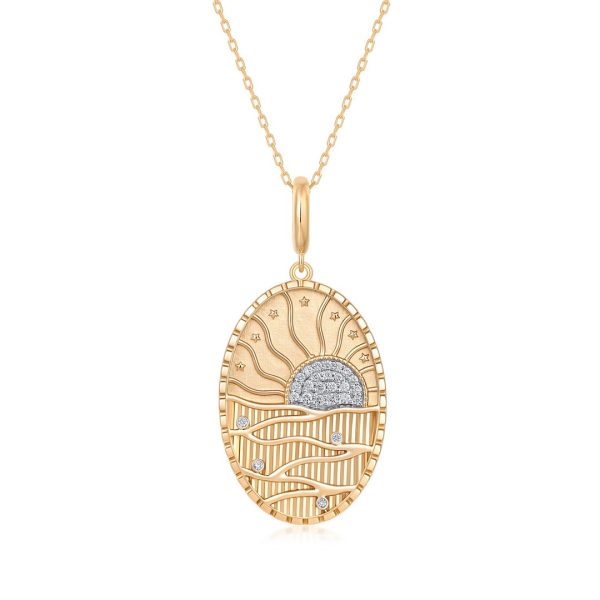 OVAL SUNSET OCEAN MEDALLION PENDANT