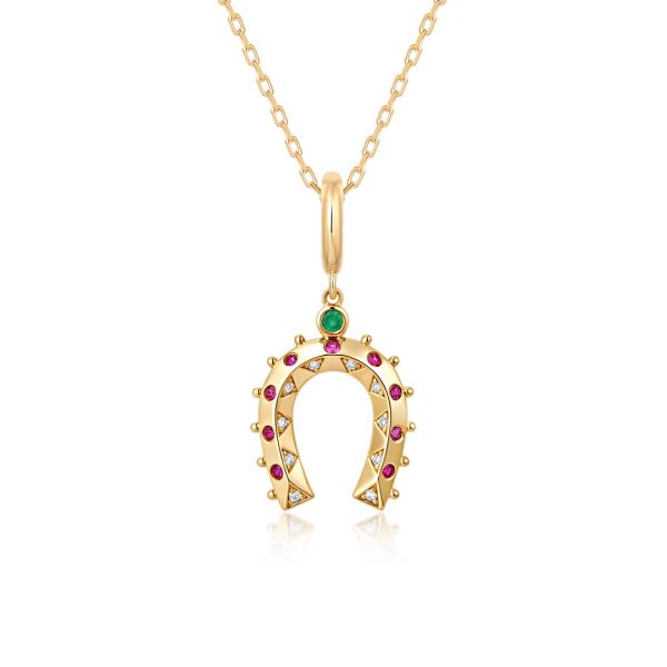 GEMSTONE HORSESHOE PENDANT