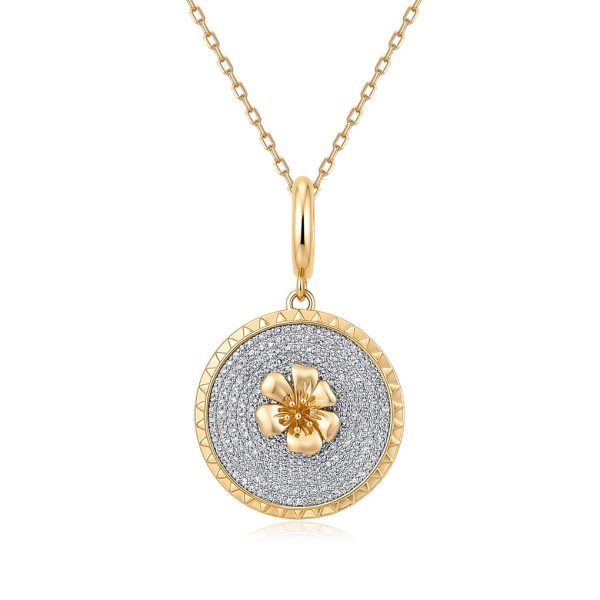 FLOWER GLITTER MEDALLION PENDANT