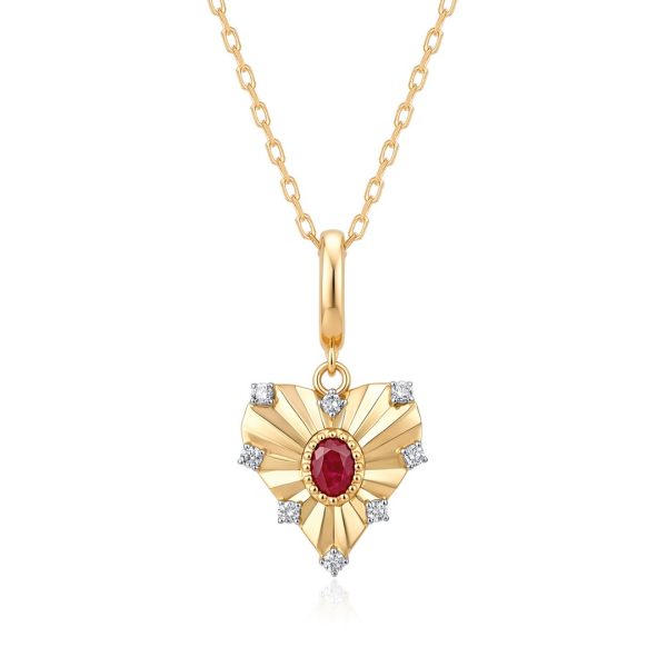 RADIATING RUBY HEART PENDANT