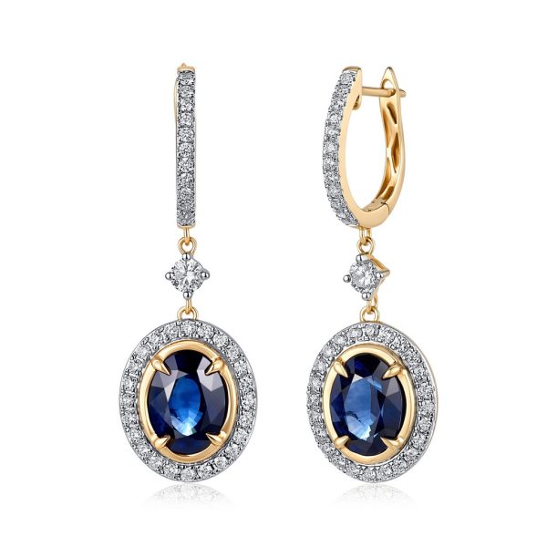 ROYAL BLUE SAPPHIRES HALO PEAR DROPS