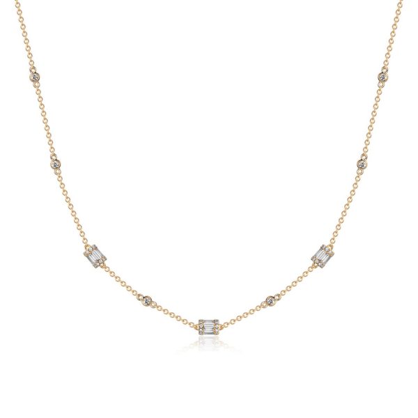 BAGUETTE BEZEL STATION NECKLACE