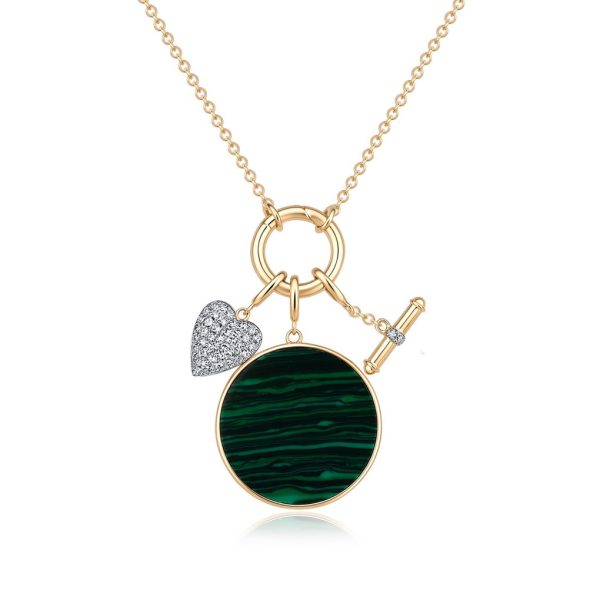 MALACHITE MEDALLION MULTI-CHARM NECKLACE