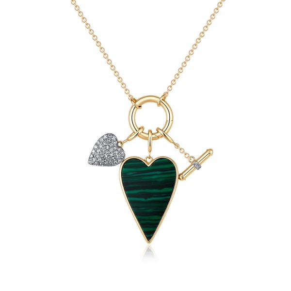 MALACHITE MULTI-CHARM OENDANT NECKLACE