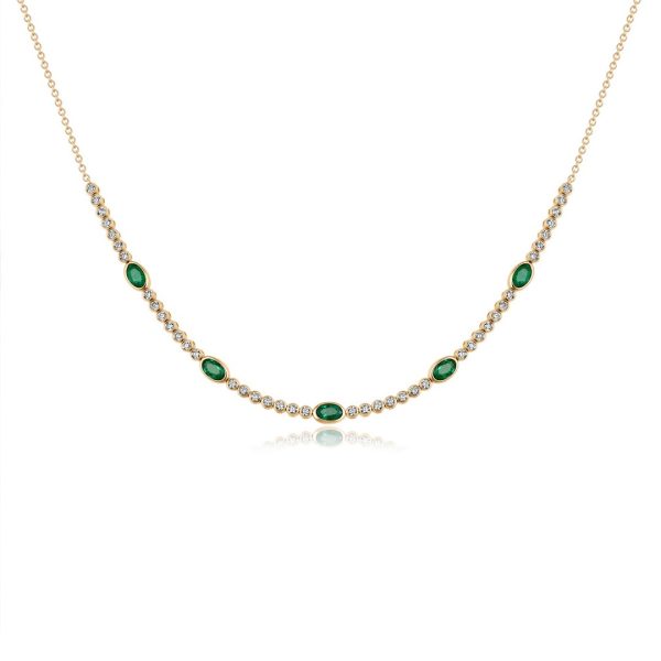 FIVE-STONE INTEGRATED OVAL STONE NECKLACE