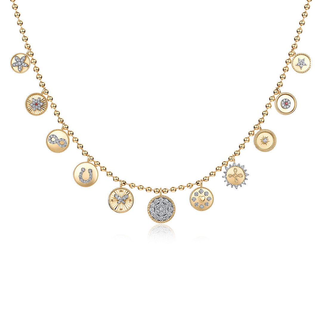 MULTI-CHARM TALISMAN BEADED NECKLACE