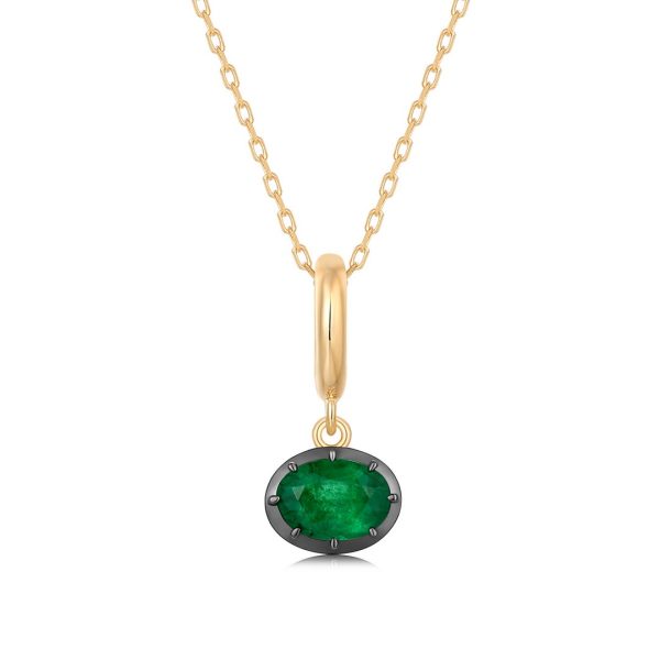 OVAL EMERALD BLACKENED AMULET