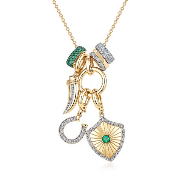 MULTI-CHARM HINGED O-RING TALISMAN NECKLACE